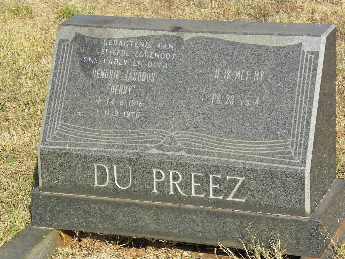 PREEZ Hendrik Jacobus, du 1916-1976