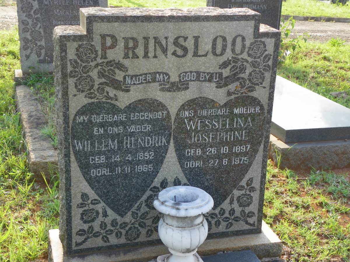 PRINSLOO Willem Hendrik 1892-1965 &amp; Wesselina Josephine 1897-1975