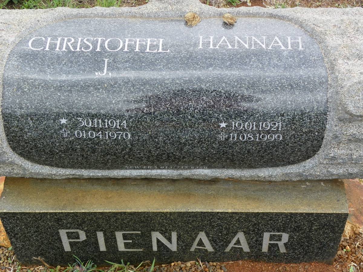 PIENAAR Christoffel J. 1914-1970 &amp; Hannah 1921-1999