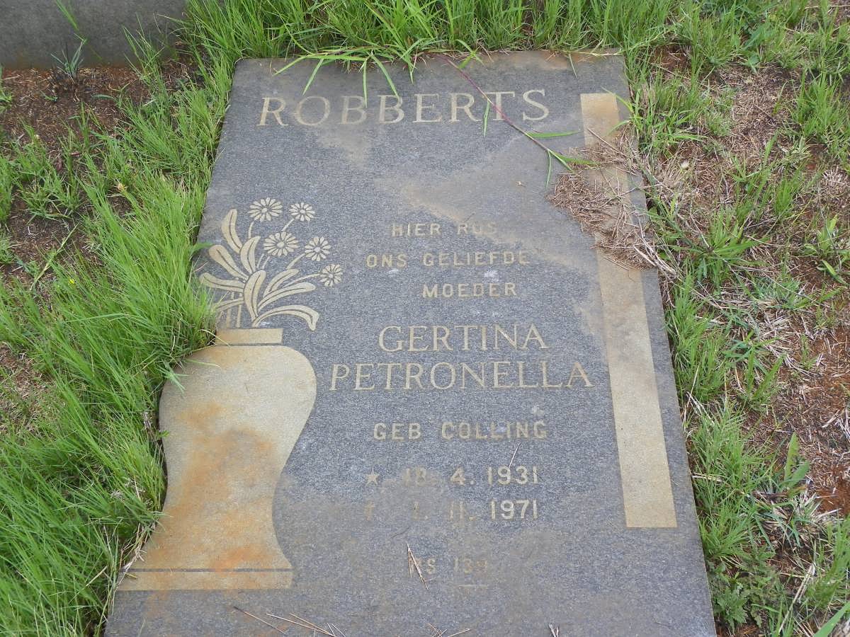 ROBBERTS Gertina Petronella nee COLLING 1931-1971
