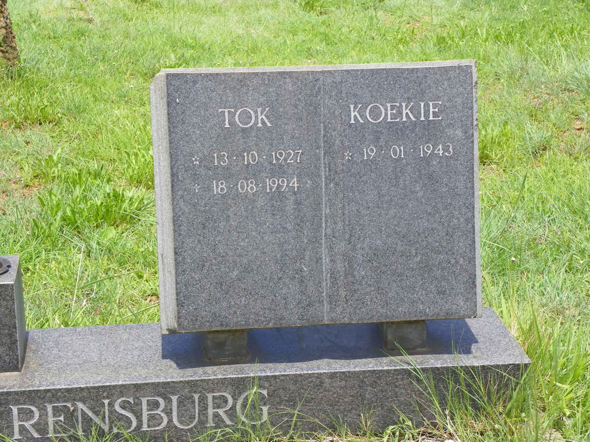 RENSBURG Tok, Janse van 1927-1994 & Koekie 1943-