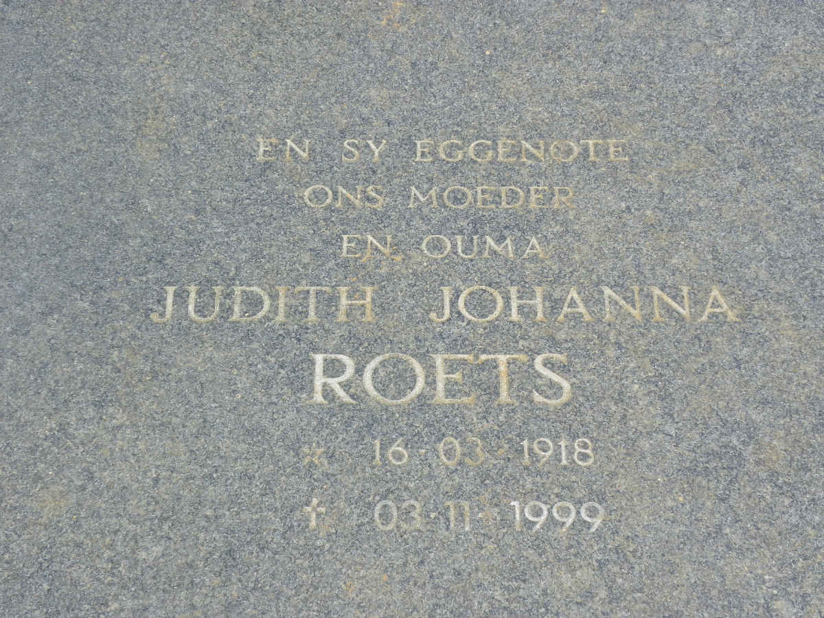 ROETS Gerhardus Petrus 1913-1991 & Judith Johanna 1918-1999