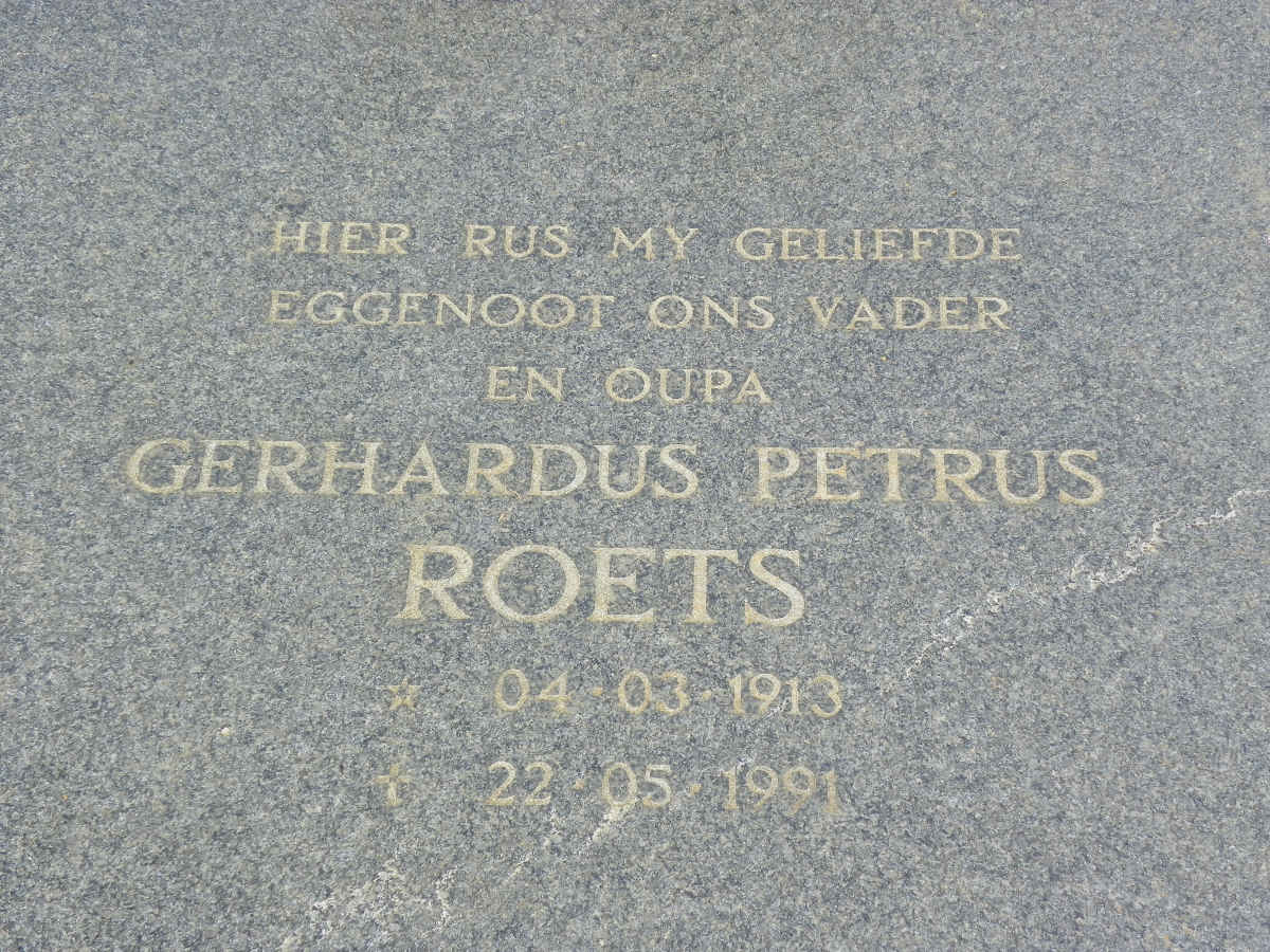 ROETS Gerhardus Petrus 1913-1991 & Judith Johanna 1918-1999
