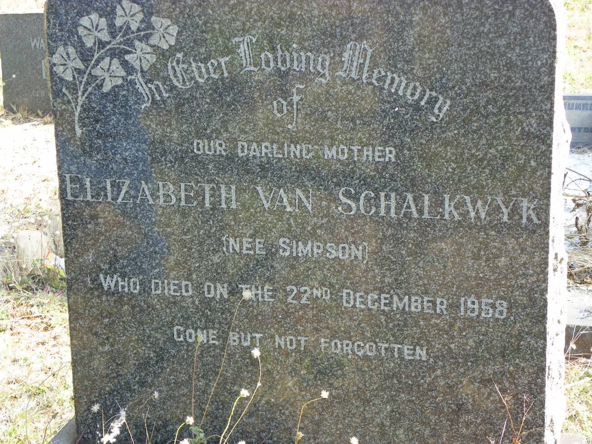 SCHALKWYK Elizabeth, van nee SIMPSON -1958