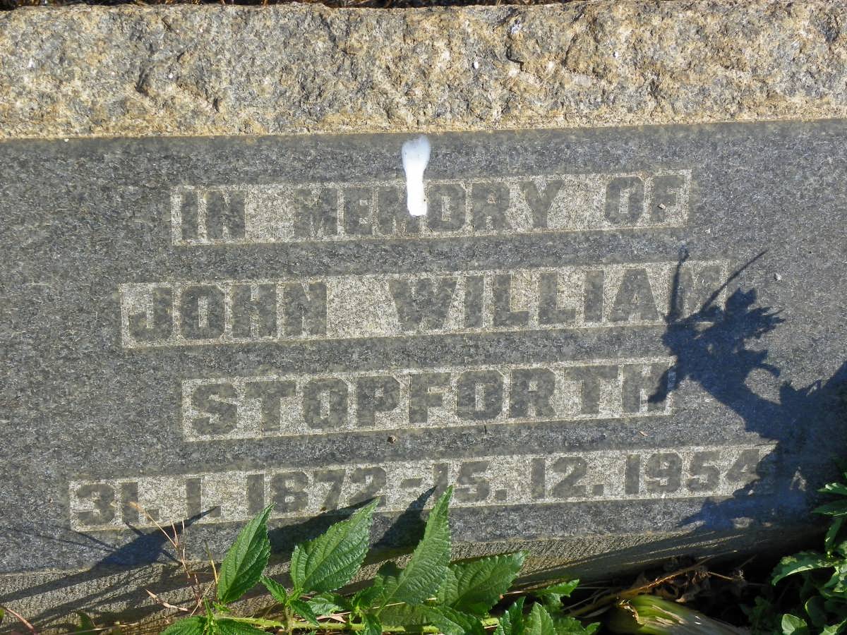 STOPFORTH John William 1872-1954