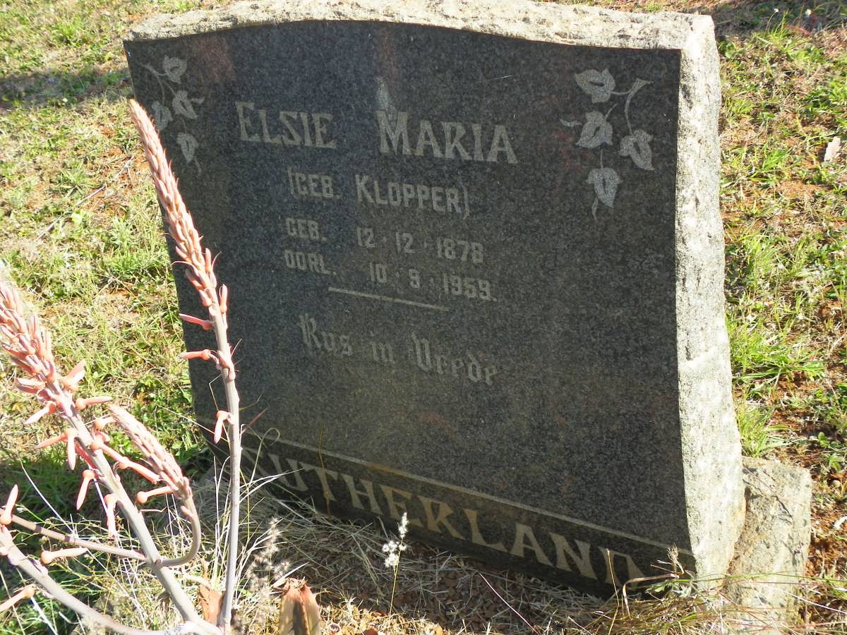 SUTHERLAND Elsie Maria nee KLOPPER 1878-1959