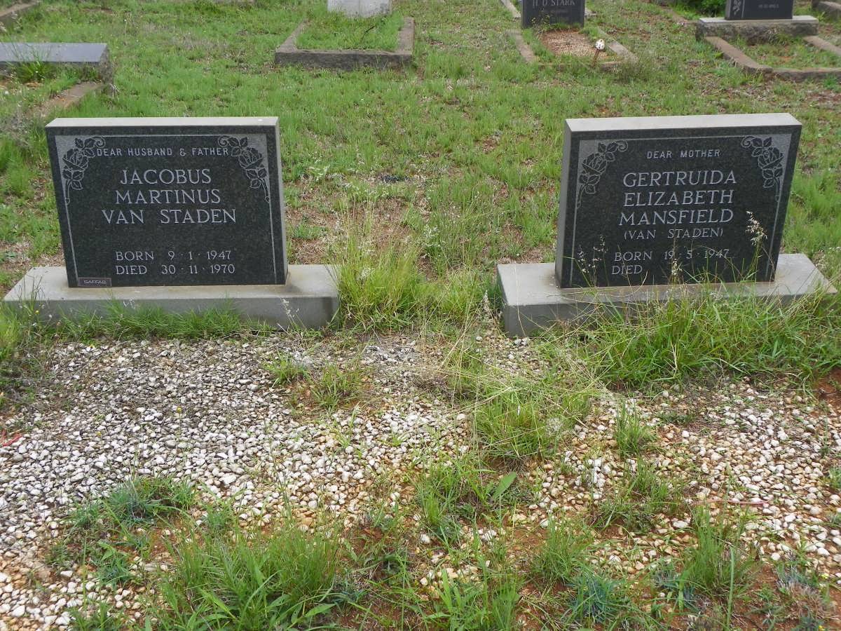 STADEN Jacobus Martinus, van 1947-1970 &amp; Gertruida Elizabeth MANSFIELD 1947-