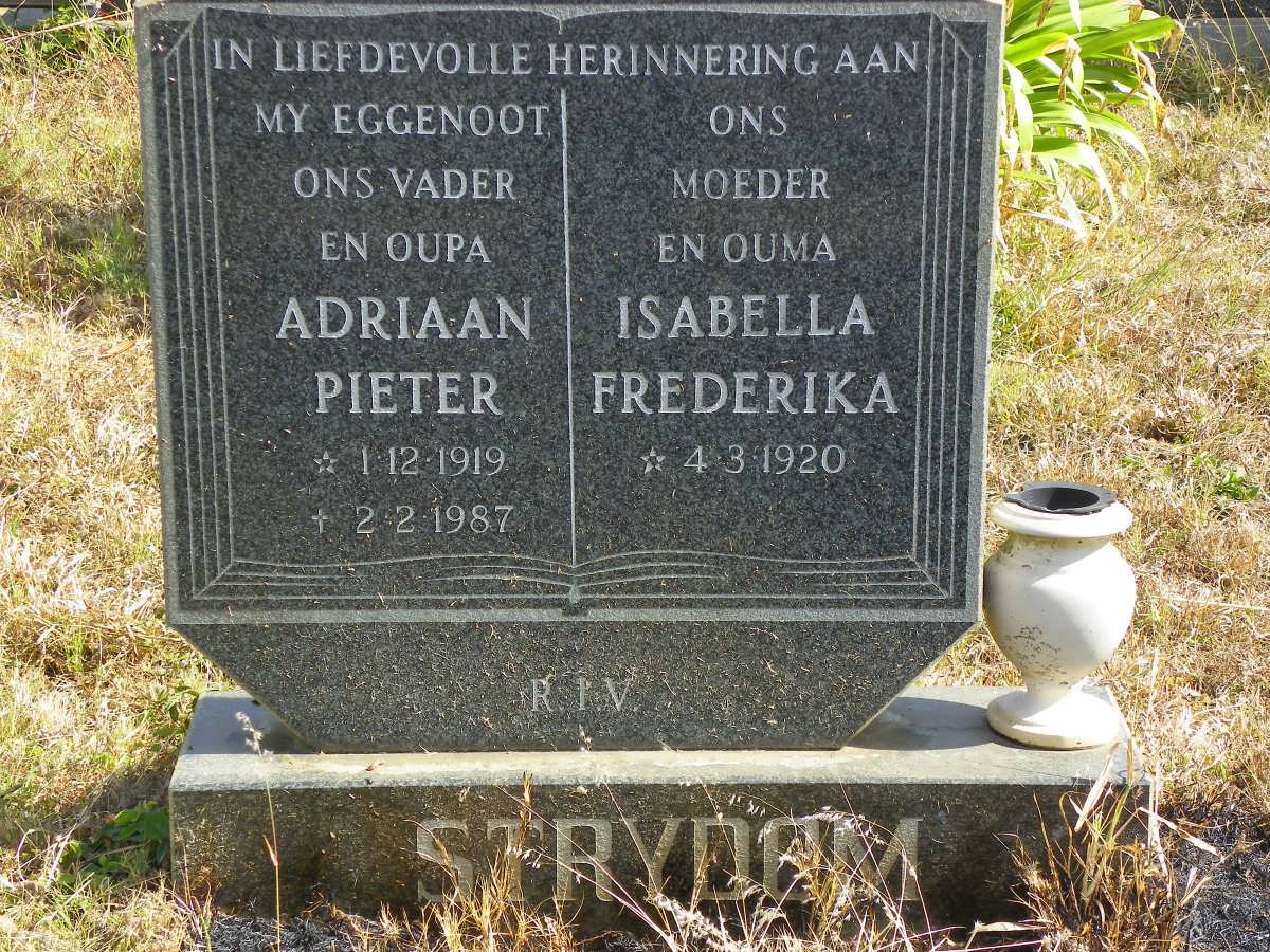 STRYDOM Adriaan Pieter 1919-1987 &amp; Isabella Frederika 1920-