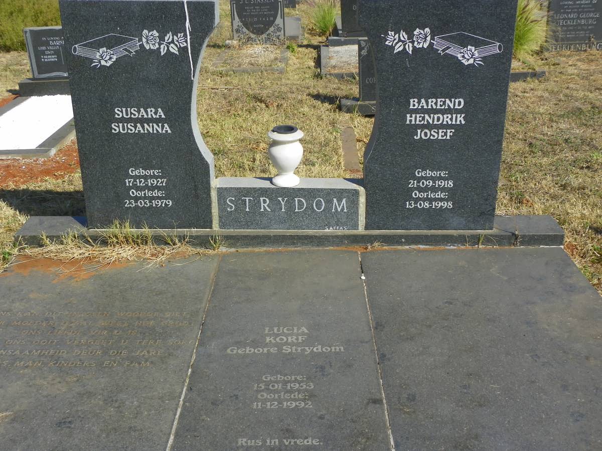 STRYDOM Barend Hendrik Josef 1918-1998 &amp; Susara Susanna 1927-1979 :: KORF Lucia nee STRYDOM 1953-1992