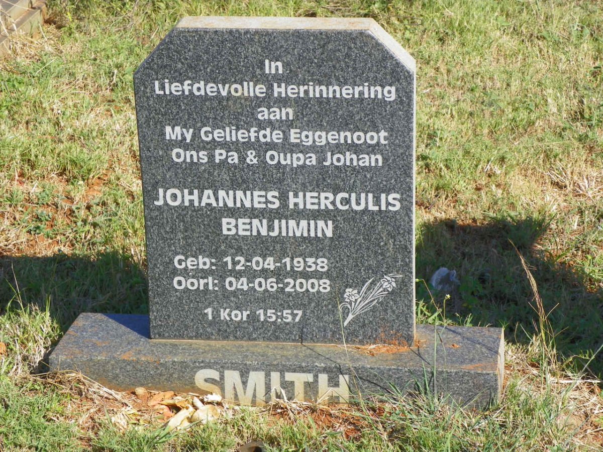 SMITH Johannes Herculis Benjimin 1938-2008