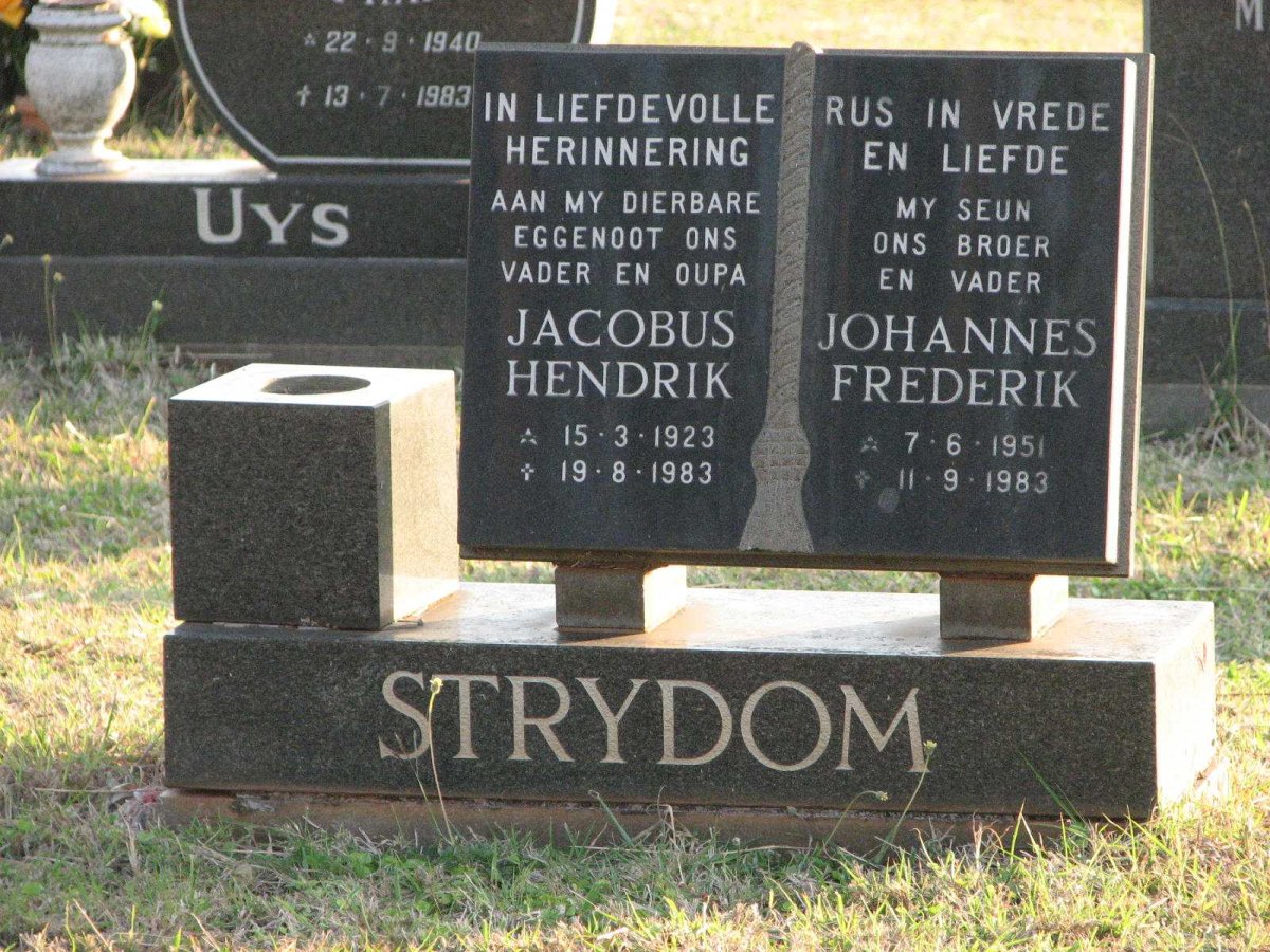 STRYDOM Jacobus Hendrik 1923-1983 :: STRYDOM Johannes Frederik 1951-1983