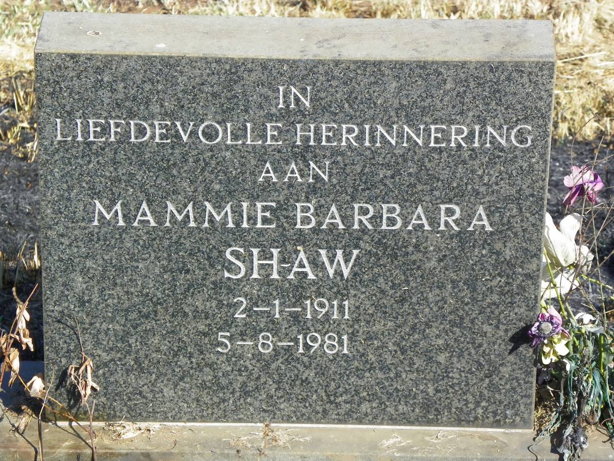 SHAW Barbara 1911-1981