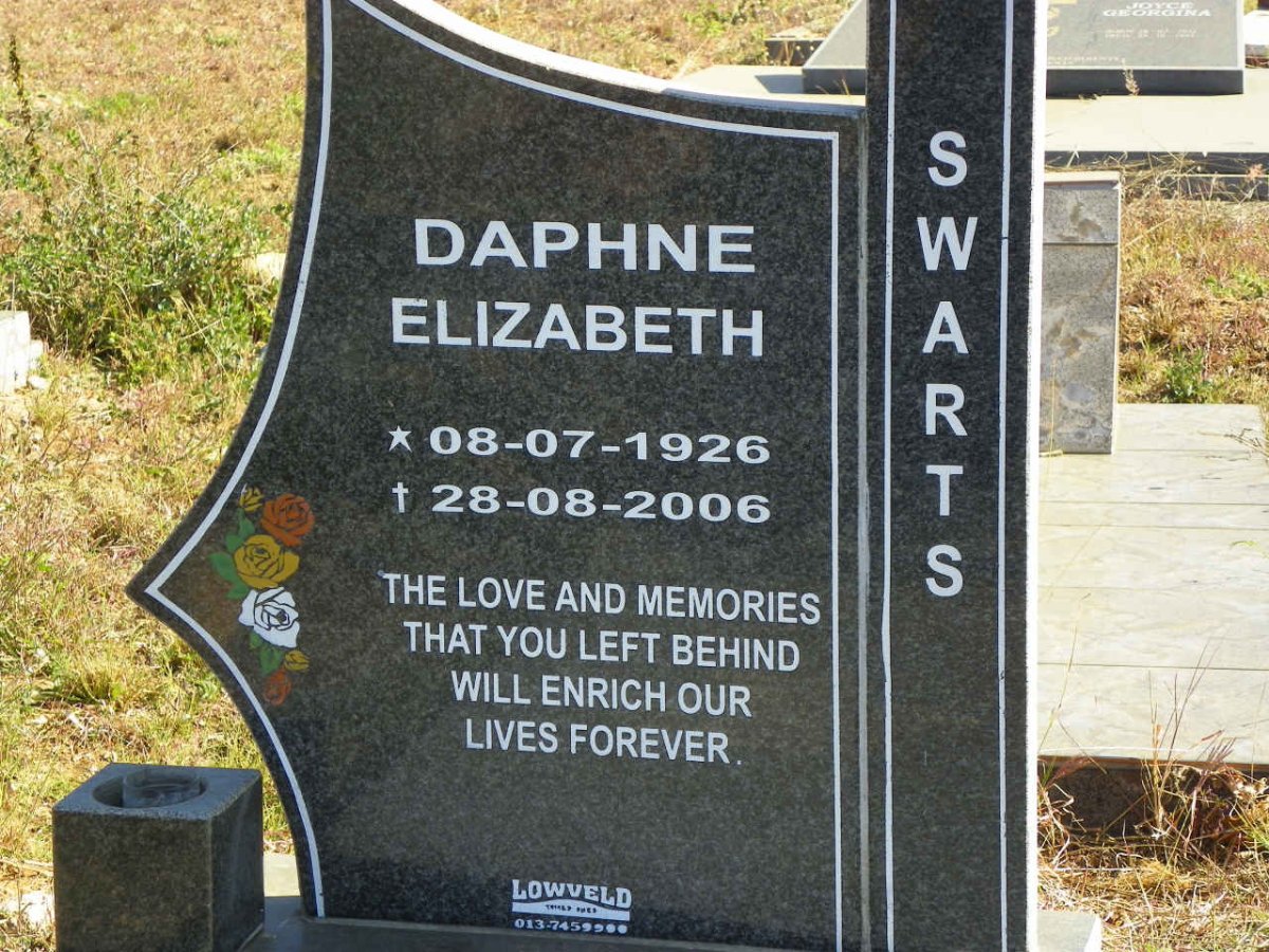 SWARTS Daphne Elizabeth 1926-2006
