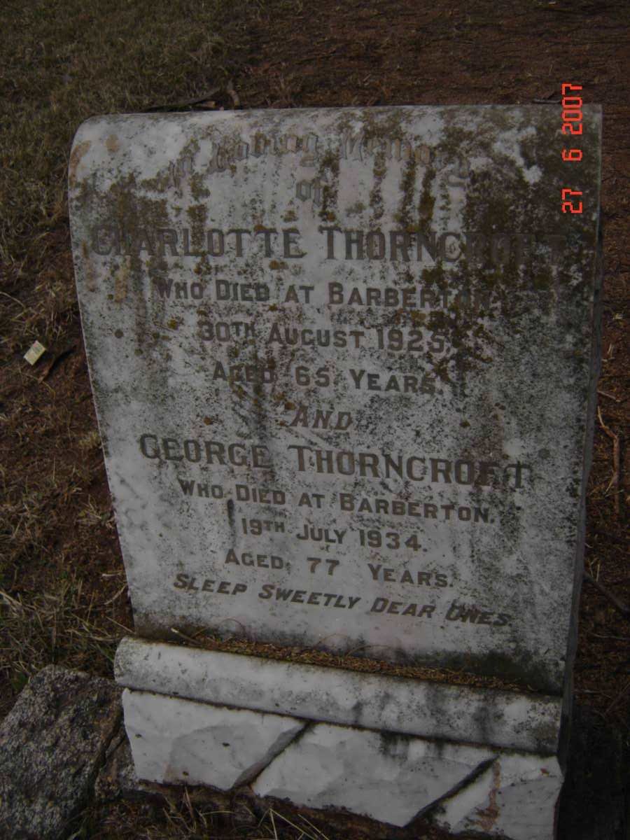 THORNCROFT George -1934 &amp; Charlotte -1925