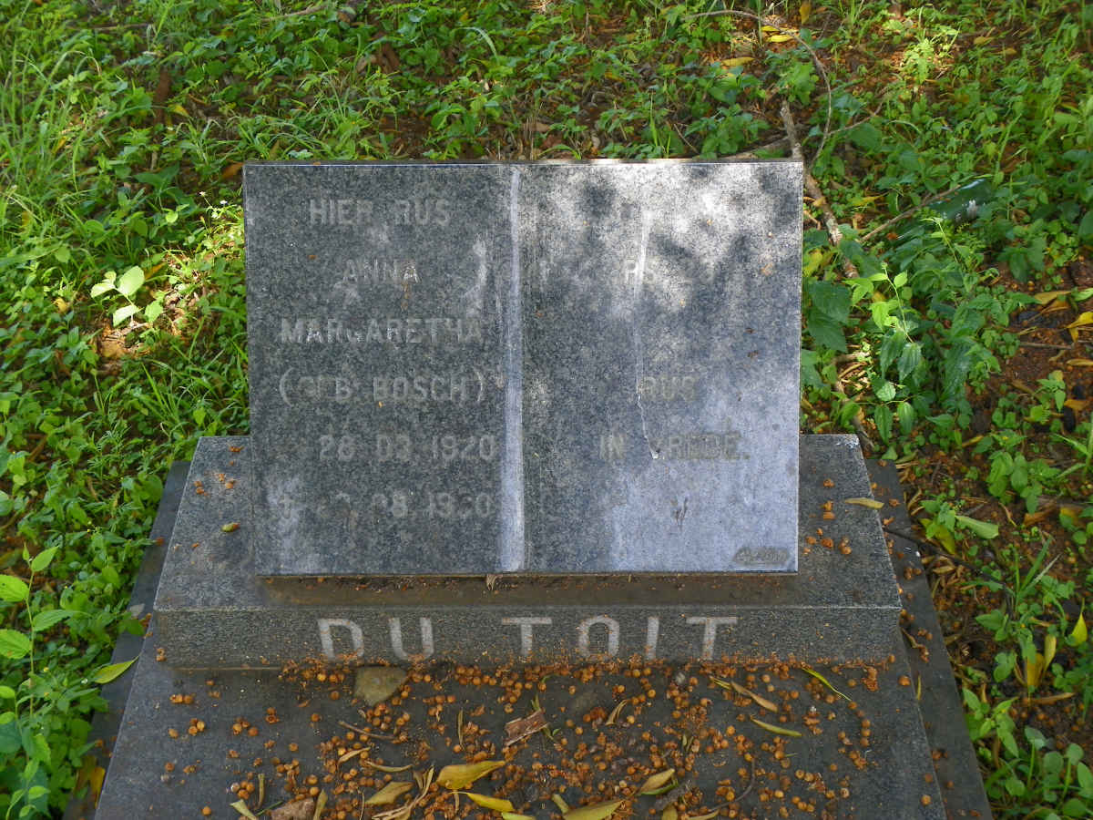 TOIT Anna Margaretha, du nee BOSCH 1920-1990
