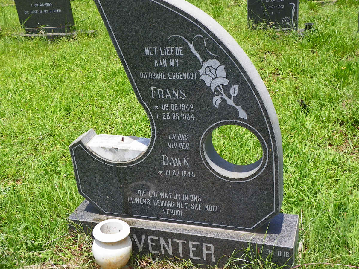 VENTER Frans 1942-1994 &amp; Dawn 1945-