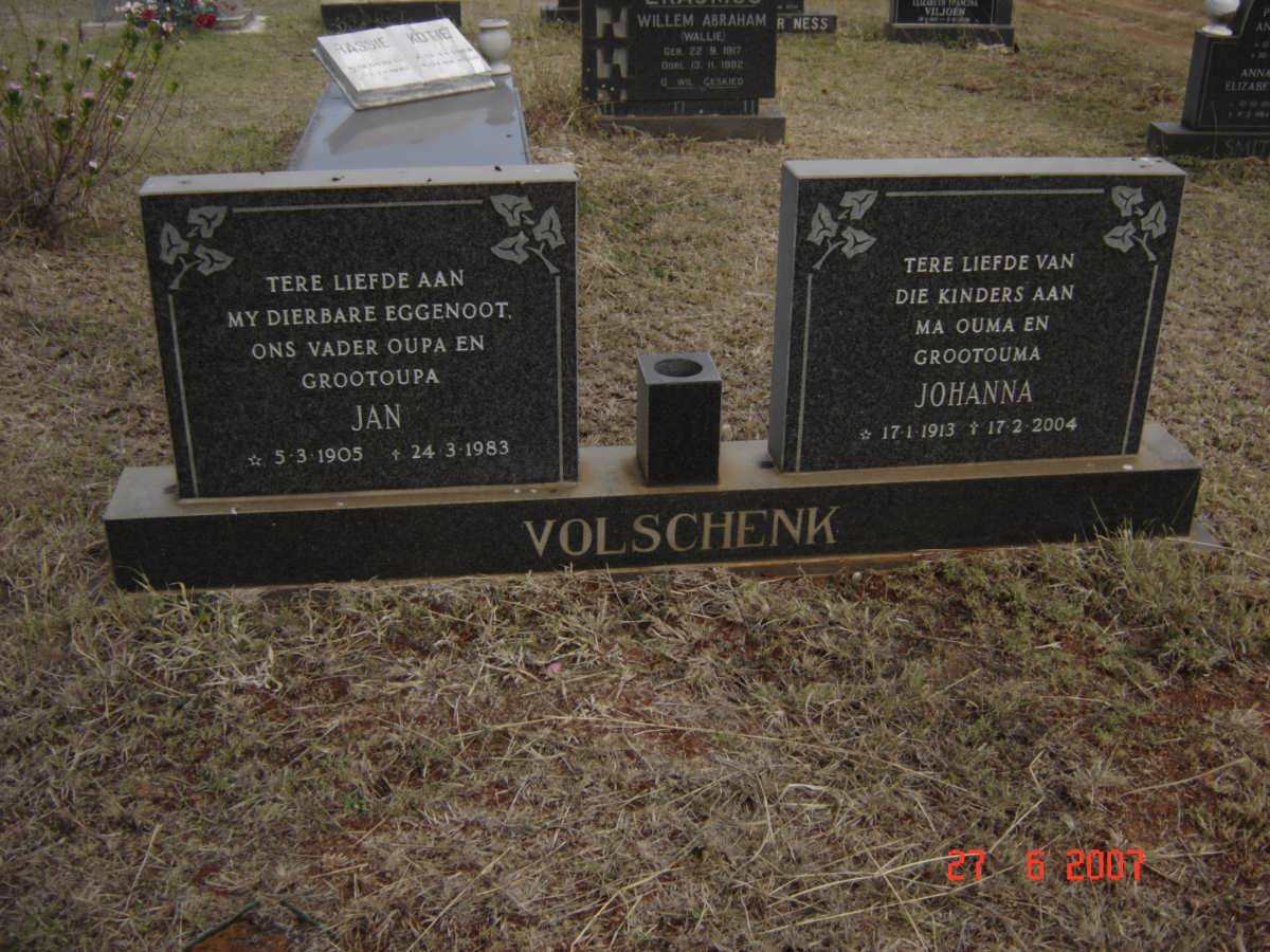 VOLSCHENK Jan 1905-1983 &amp; Johanna 1913-2004