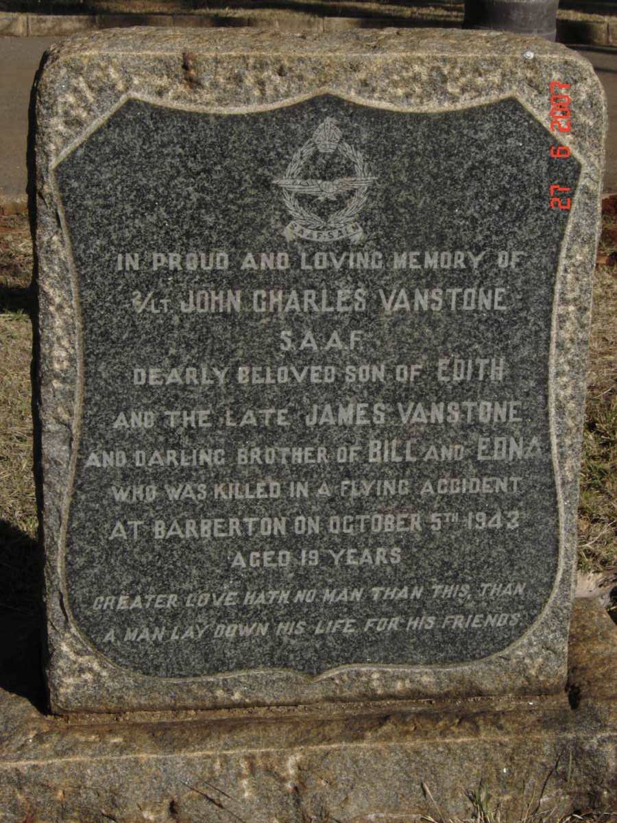VANSTONE John Charles -1943