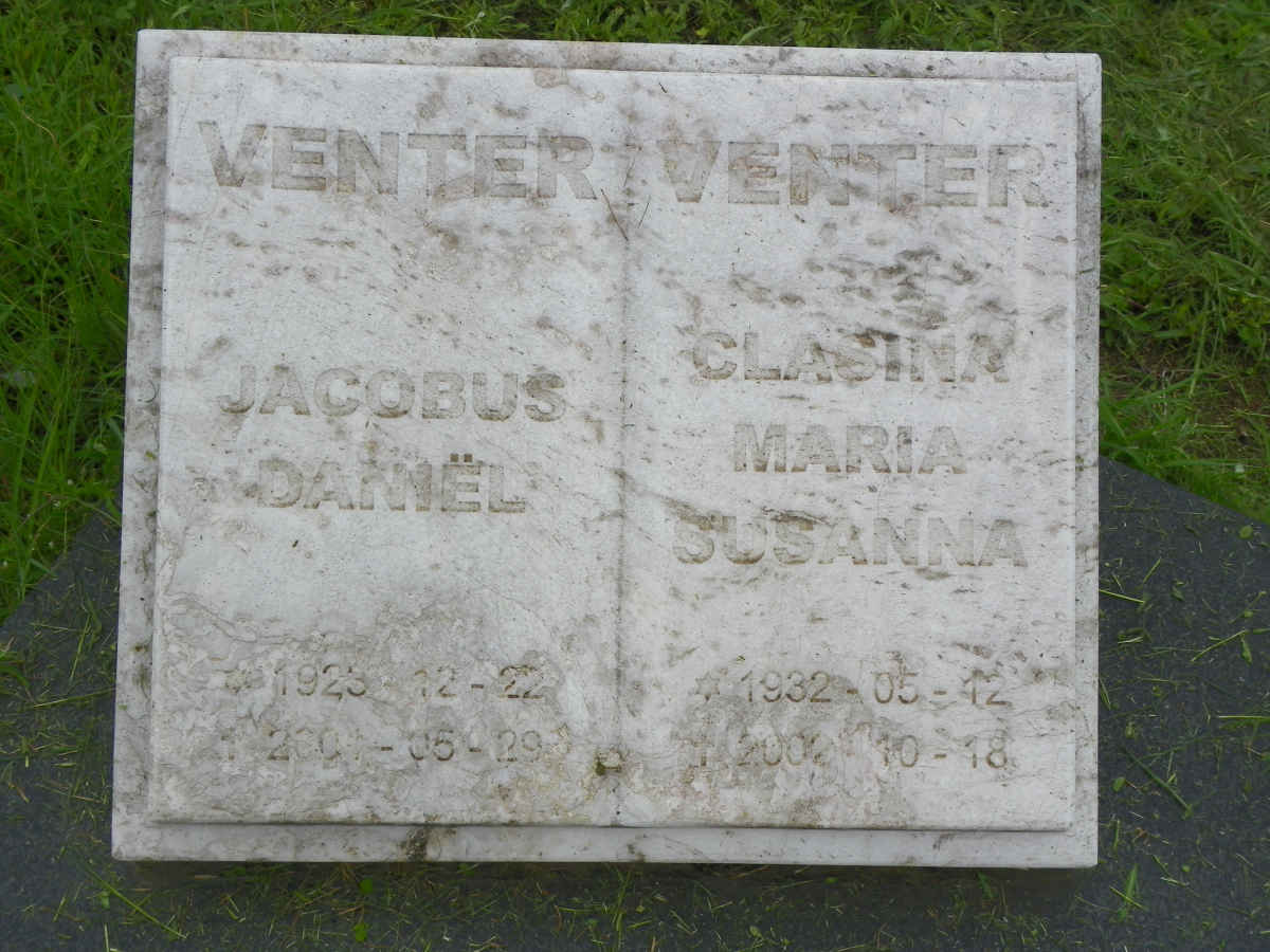 VENTER Jacobus Daniel 1923-2001 &amp; Clasina Maria Susanna 1932-2002