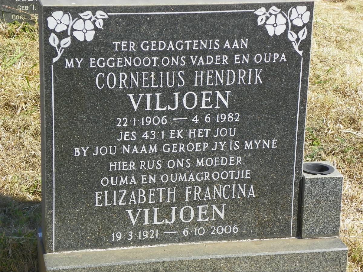 VILJOEN Cornelius Hendrik 1906-1982 &amp; Elizabeth Francina 1921-2006