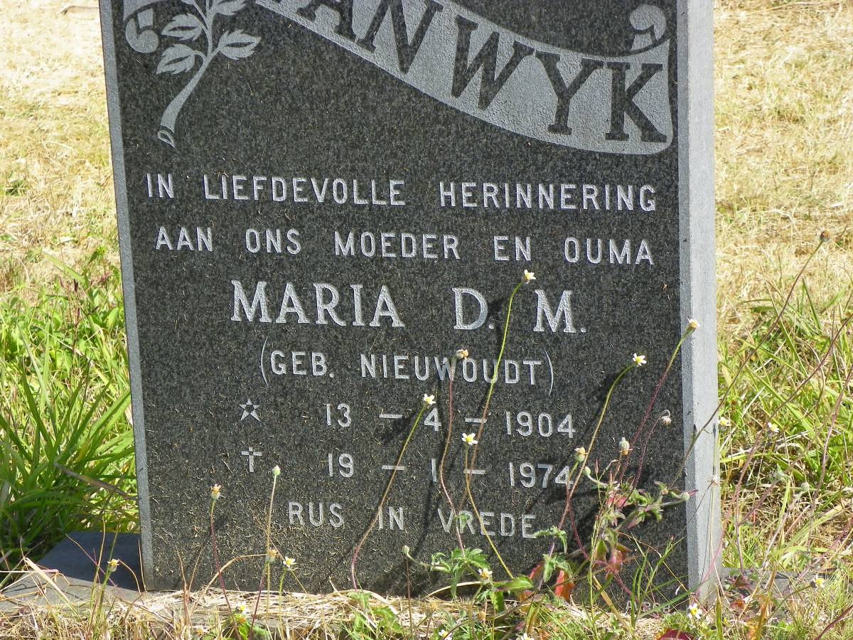WYK Maria D.M., van nee NIEUWOUDT 1904-1974