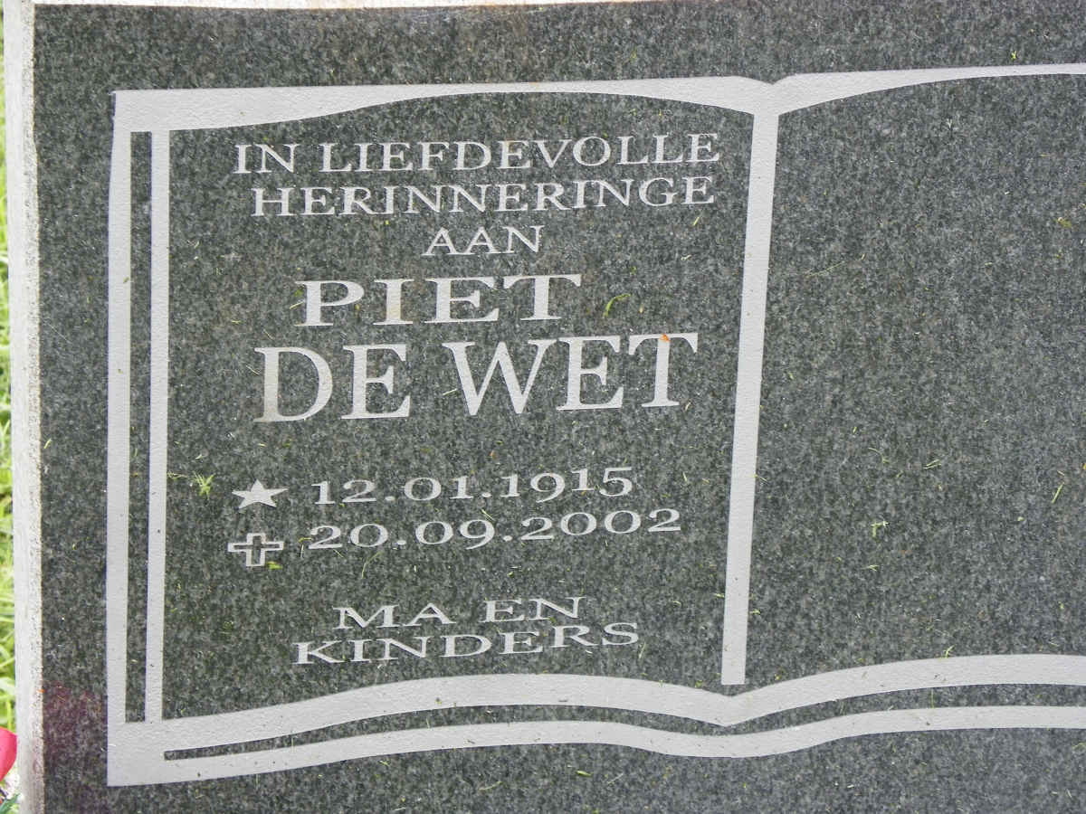 WET Piet, de 1915-2002
