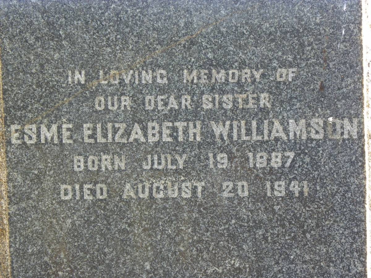 WILLIAMSON Esme Elizabeth 1887-1941
