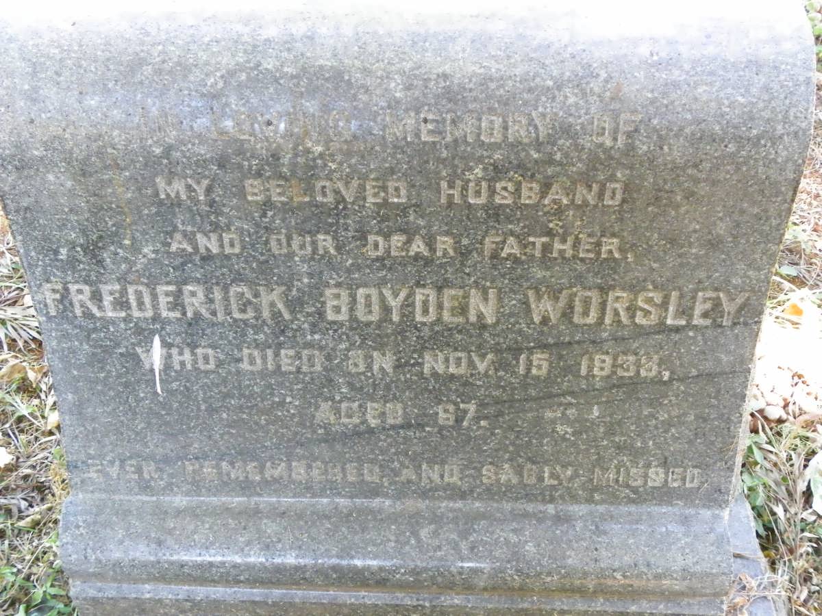 WORSLEY Frederick Boyden -1933