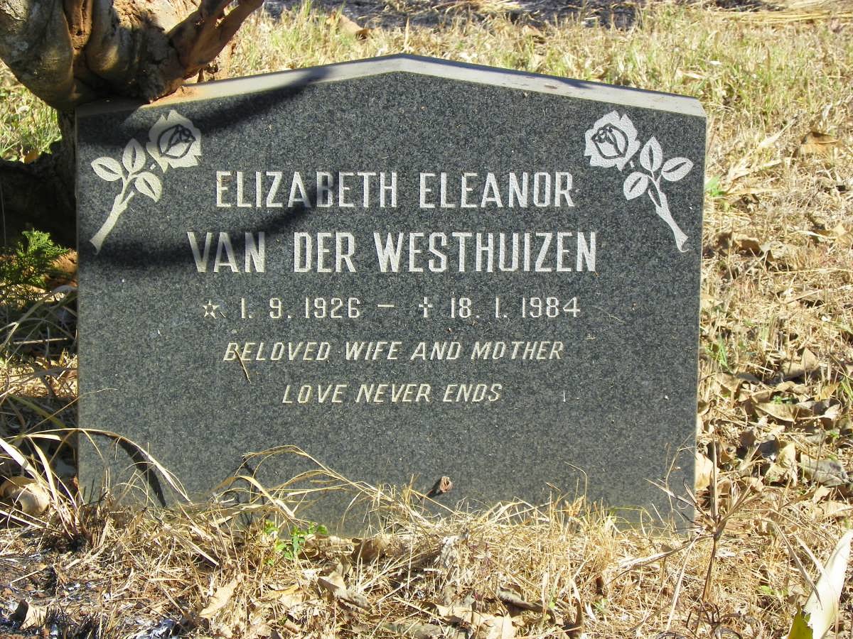 WESTHUIZEN Elizabeth Eleanor, van der 1926-1984