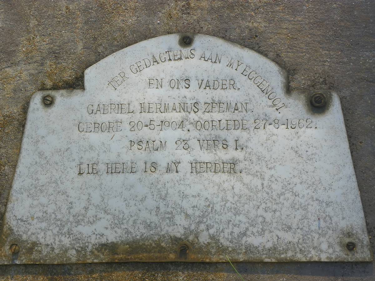 ZEEMAN Gabriel Hermanus 1904-1962