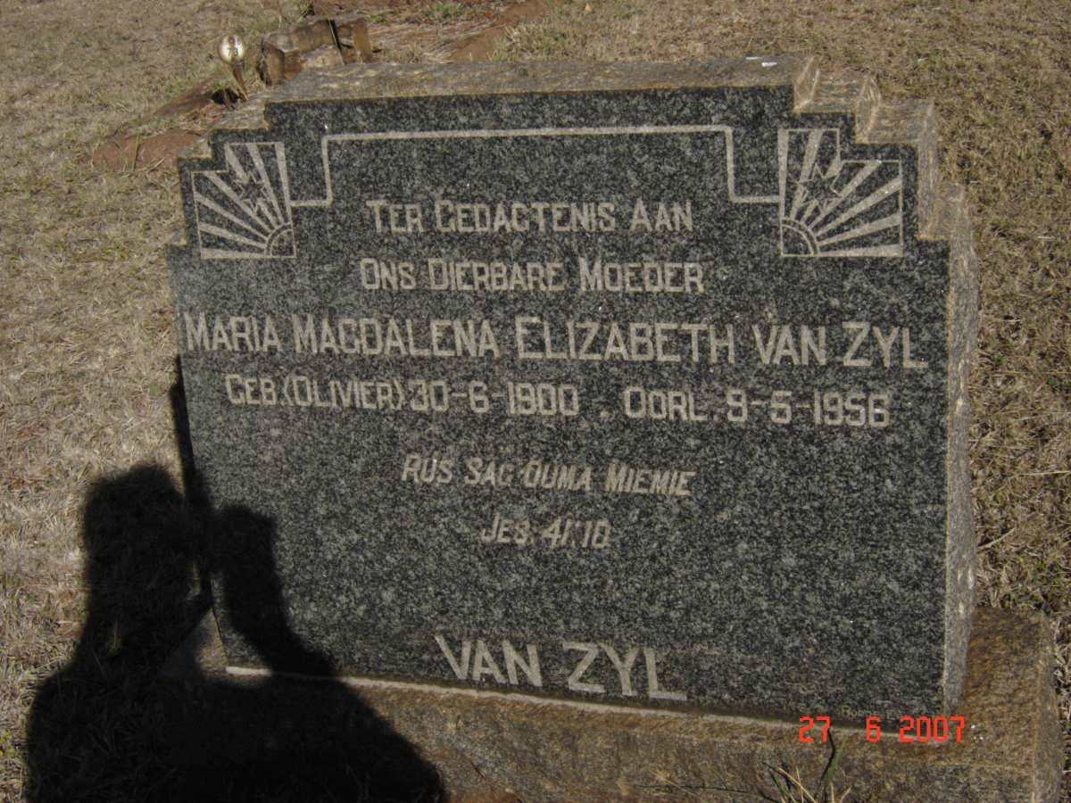 ZYL Maria Magdalena Elizabeth, van nee OLIVIER 1900-1956