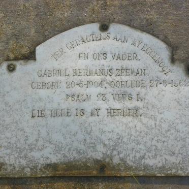 ZEEMAN Gabriel Hermanus 1904-1962