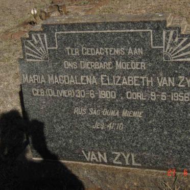 ZYL Maria Magdalena Elizabeth, van nee OLIVIER 1900-1956