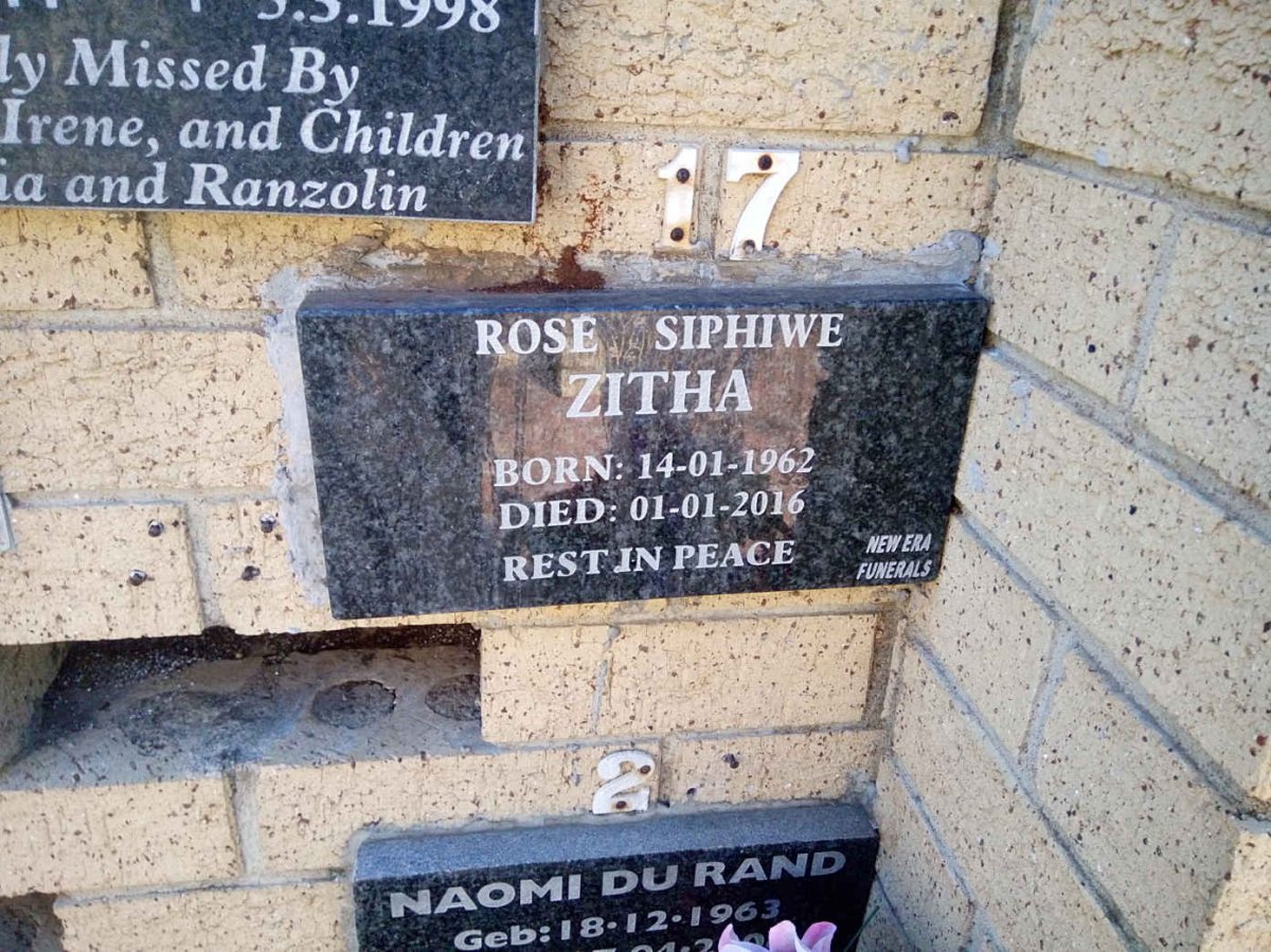 ZITHA Rose Siphiwe 1962-2016