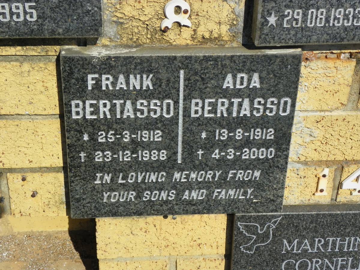 BERTASSO Frank 1912-1988 &amp; Ada 1912-2000
