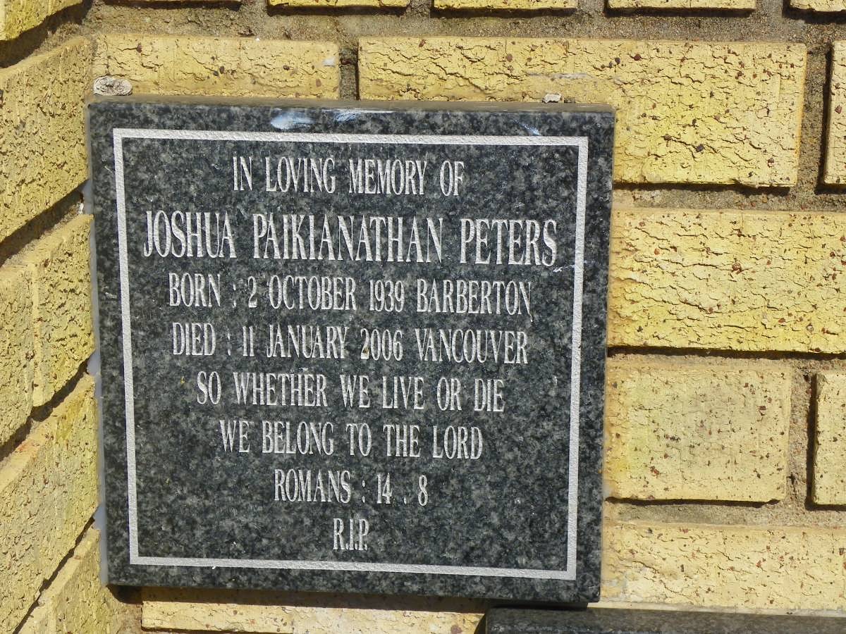 PETERS Joshua Paikianathan 1939-2006