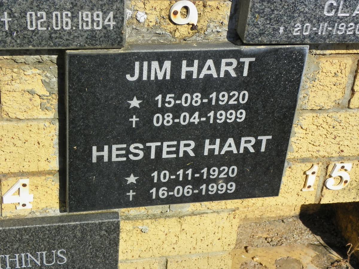 HART Jim 1920-1999 &amp; Hester 1920-1999