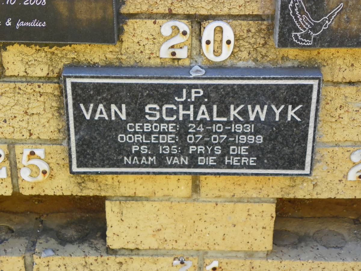 SCHALKWYK J.P., van 1931-1999
