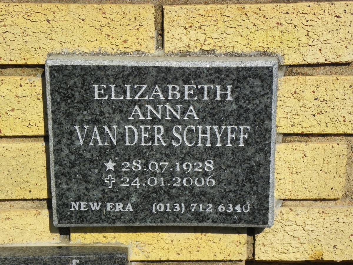 SCHYFF Elizabeth Anna, van der 1928-2006