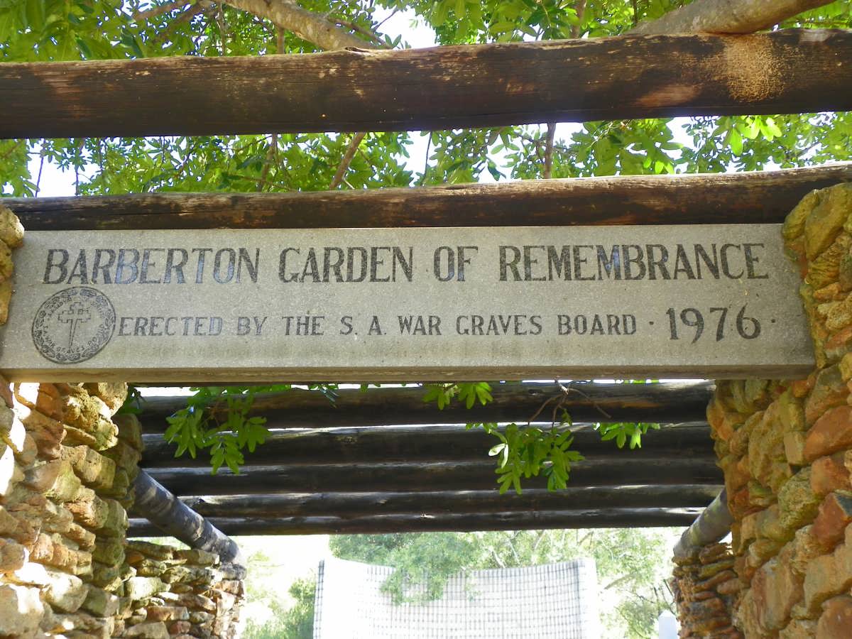 02. Barberton Garden of Remembrance - sign at the entrance