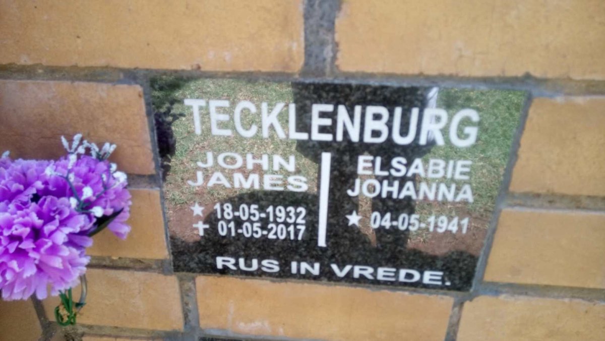 TECKLENBURG John James 1932-2017 &amp; Elsabie Johanna 1941-
