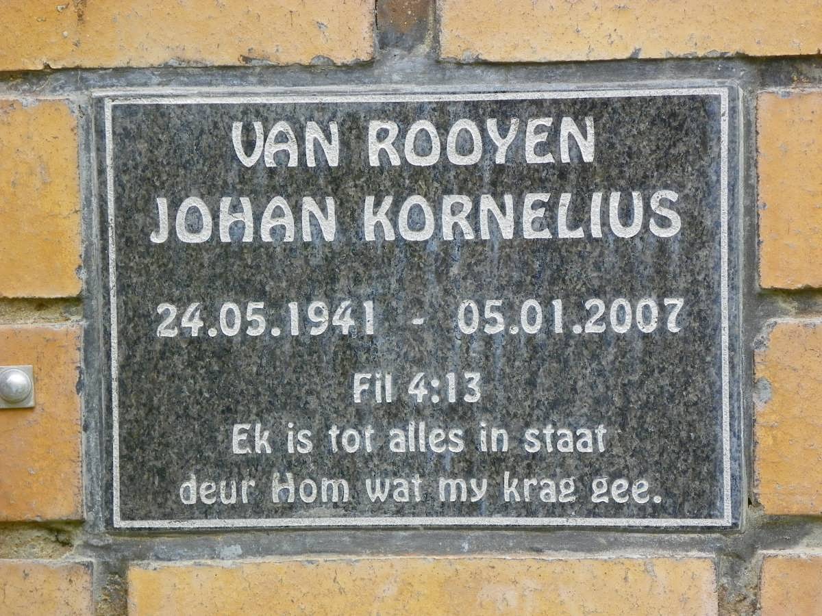 ROOYEN Johan Kornelius, van 1941-2007