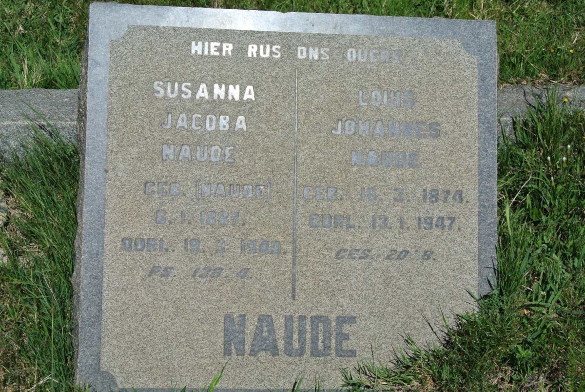 NAUDE Louis Johannes 1874-1947 &amp; Susanna Jacoba NAUDE 1887-1940