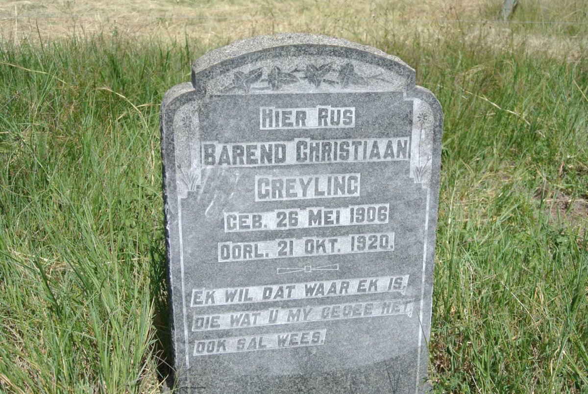GREYLING Barend Christiaan 1906-1920