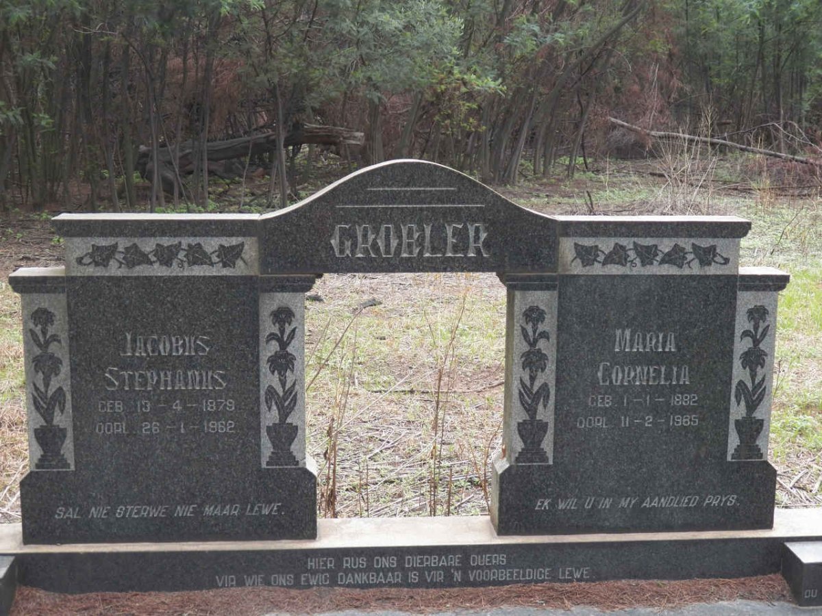 GROBLER Jacobus Stephanus 1879-1962 &amp; Maria Cornelia 1882-1985