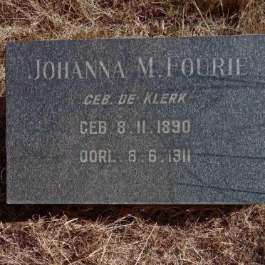 FOURIE Johanna M nee DE KLERK 1890-1911
