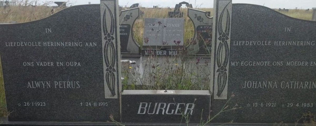 BURGER Alwyn Petrus 1923-1995 &amp; Johanna Catherina 1921-1983