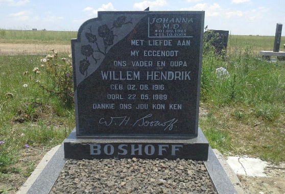 BOSHOFF Willem Hendrik 1916-1989 &amp; Johanna M.D. 192?-2008