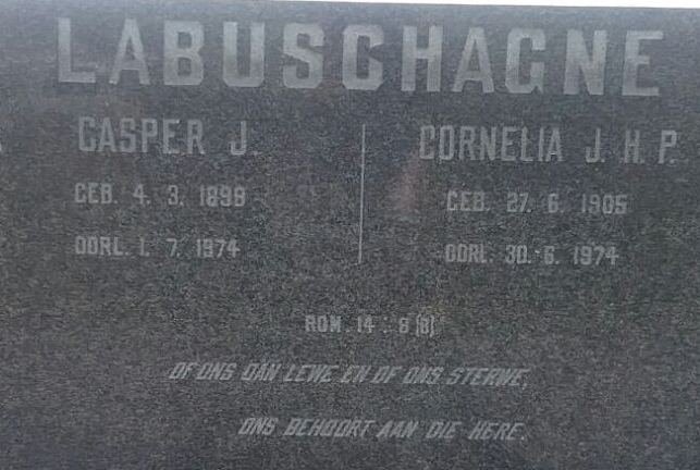 LABUSCHAGNE Casper J. 1898-1974 &amp; Cornelia J. H. P. 1905-1974