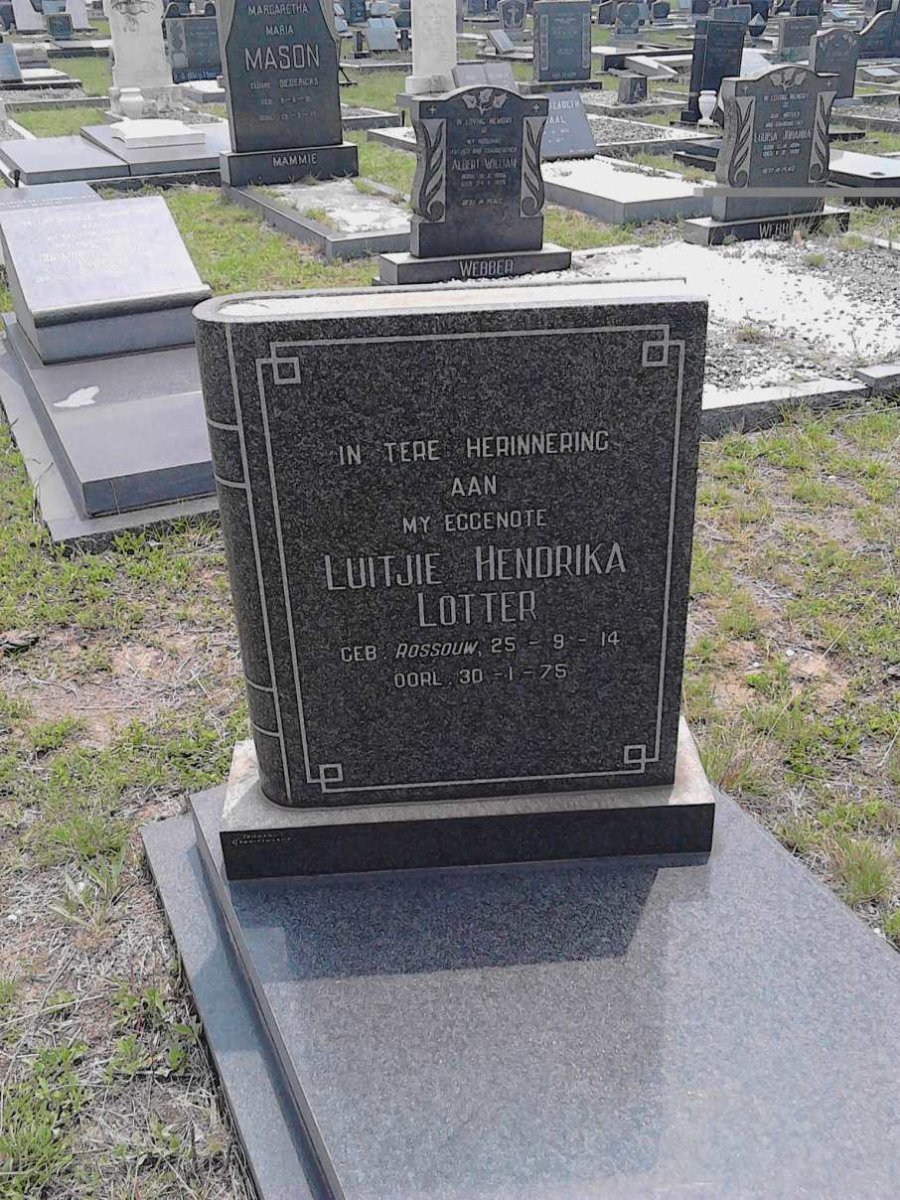 LOTTER Luitjie Hendrika nee ROSSOUW 1914-1975